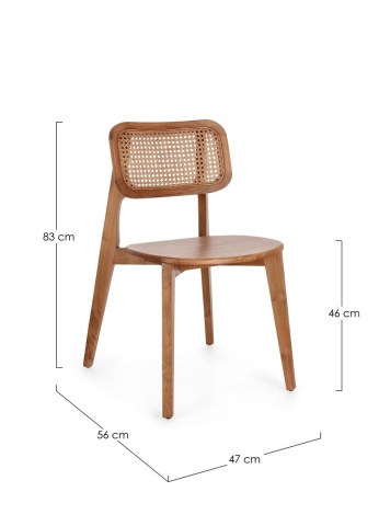 Set de 2 scaune Abby, din lemn de tec și ratan, finisaj natural, 52 x 56 x 83.5 cm - Img 3