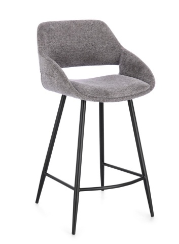 Set de 2 scaune de bar Florence, tapițate, cu picioare din metal, gri, 50x50x97 cm