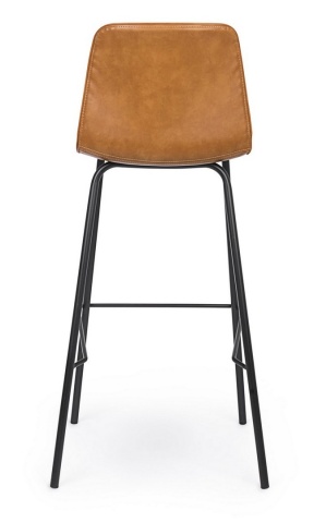 Set de 2 scaune de bar Kyra, vintage, piele ecologică maro, picioare din oțel , 44x103,5 cm - Img 4