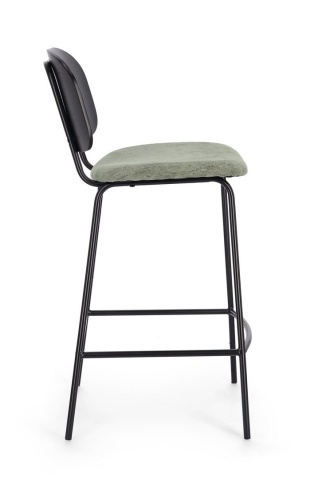 Set de 2 scaune de bar vintage din oțel și textil, verde - Img 6