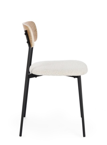 Set de 2 scaune Genevieve, tapițerie bouclé, ivoire, 46x49x76.5 cm - Img 6