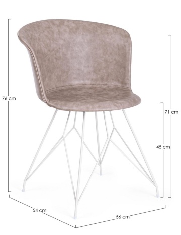 Set de 2 scaune Loft din piele ecologică bej, cadru din oțel alb, 56 x 54 x 76 cm - Img 2
