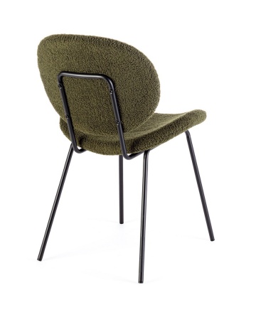 Set de 2 scaune Maddie, din țesătură bouclé și metal, verde închis, 52x59.5x79.5 cm - Img 2
