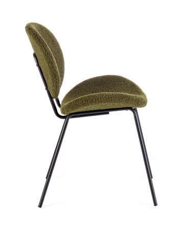 Set de 2 scaune Maddie, din țesătură bouclé și metal, verde închis, 52x59.5x79.5 cm - Img 6