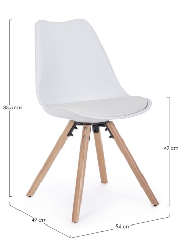 Set de 2 scaune New Trend, din plastic și lemn de fag, alb, 54x49x83.5 cm - Img 2