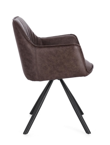 Set de 2 scaune pivotante din piele ecologică, maro închis, 59.5x61x84 cm - Img 5