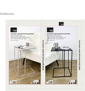 Set de 4 măsuțe laterale Alrik, rectangulare, din oțel vopsit electrostatic, bej, 40x30x58 cm - Img 5