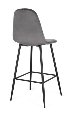 Set de 4 scaune de bar Irelia, cu picioare din oțel negru și tapițerie catifea gri închis, 75 cm - Img 2