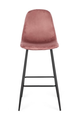Set de 4 scaune de bar Irelia, cu picioare din oțel negru și tapițerie catifea roz, 75 cm - Img 3
