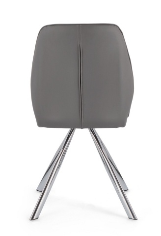 Set de 4 scaune din piele ecologică și picioare din oțel cromat, gri, 44x62x88 cm - Img 4