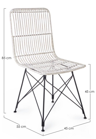 Set de 4 scaune din țesătură Kubu și metal, Alb / Negru Mat, 45x55x85 cm - Img 2