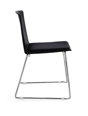 Set de 4 scaune Giulia, din plastic cu șezut tapițat și picioare din oțel cromat, negru, 43.5x50x79 cm - Img 6