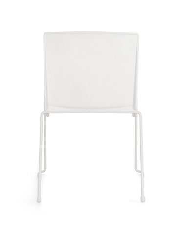 Set de 4 scaune Giulia, din plastic cu șezut tapițat și picioare din oțel vopsit epoxidic, alb/alb, 43.5x50x79 cm - Img 5