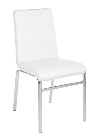 Set de 4 scaune Loraine, din metal cromat și piele ecologică, alb, 44x56,5x96 cm