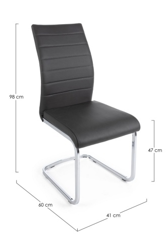 Set de 4 scaune Myra din piele ecologică, gri închis, 41x60x98 cm - Img 3