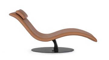Șezlong Vermont, imitație piele coniac, cadru din oțel, 60 x 170 x 84 cm - Img 2