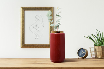 Vaza din fier Art Deco, corai / auriu 15x15x30 cm - Img 2