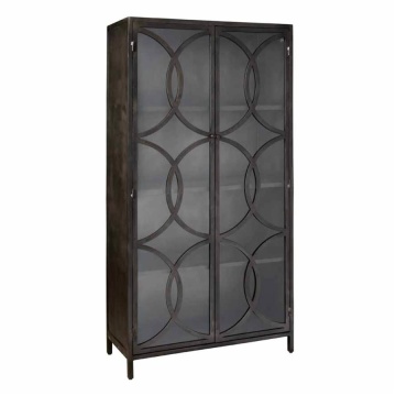 Vitrina Stelvio din metal si sticla neagra 96 cm