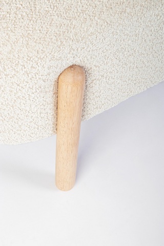 Bancheta tapitata Dayla crem, cu picioare din lemn, tapițerie bouclé, 108x41.5x48 cm - Img 4