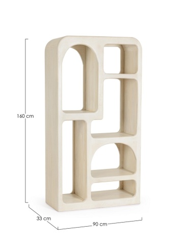 Bibliotecă Cairo din lemn de mango cu 6 rafturi alba 160 cm - Img 2