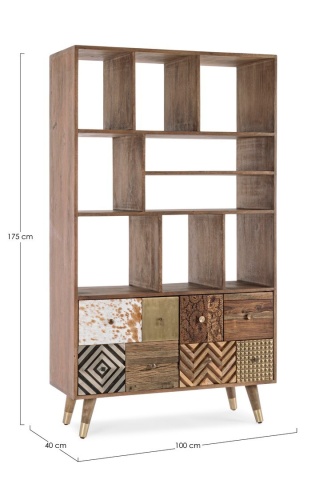 Bibliotecă Dhaval din lemn de mango reciclat 175 cm - Img 2