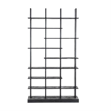 Bibliotecă din lemn de mango Oliver 120x40x220 cm neagra