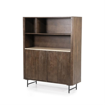 Bibliotecă din lemn de mango si travertin Lio 120x41x150 cm - Img 4