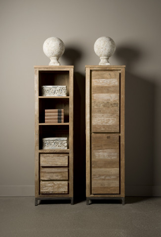 Biblioteca din tec reciclat 50x180 cm - Img 2