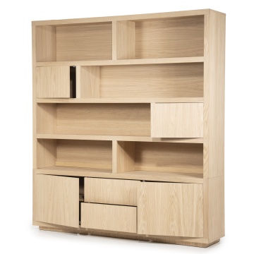 Biblioteca Helsinki din lemn de stejar natural 200x220cm - Img 4