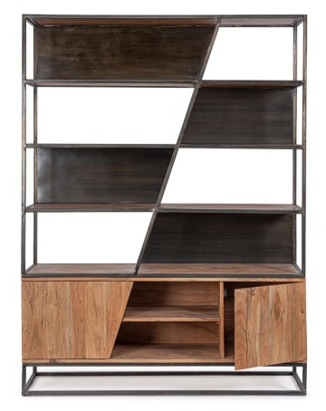Bibliotecă Janak din lemn de acacia și oțel 198 cm - Img 7