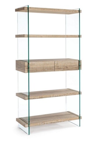 Bibliotecă Kenya 4 rafturi 2 uși MDF cu sticlă 180 cm