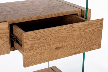 Bibliotecă Line Wood cu rafturi din sticlă si MDF 180 cm - Img 6