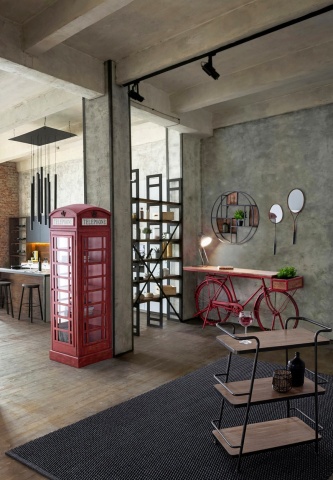 Bibliotecă RED CABIN din lemn de brad rosie 180 cm - Img 9