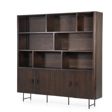 Biblioteca Remi din lemn de mango maro 200x37x200 cm - Img 3