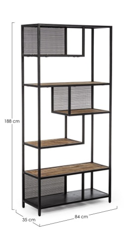 Bibliotecă Roderic din metal si lemn mango 188 cm - Img 2