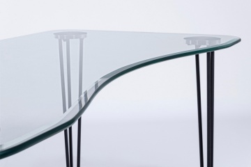 Birou cu blat din sticlă securizată și picioare din oțel vopsit electrostatic, negru, 120x60 cm - Img 6