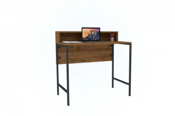 Birou din pal melaminat Uso nuc si negru 90 cm