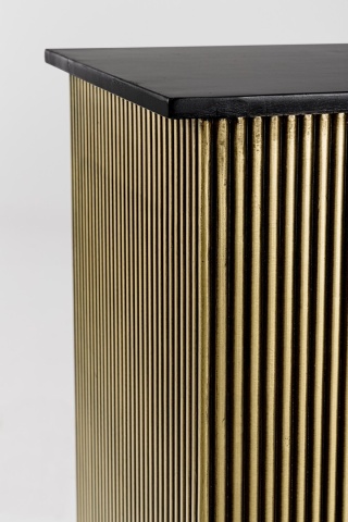 Cabinet bar, 160 cm, din MDF cu blat din lemn de mango și placaj din alamă antichizată, 160x40x100 cm - Img 6