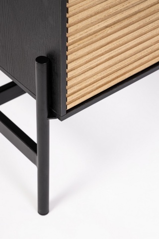 Comoda Allycia cu 3 uși, din lemn de frasin, negru și natural, 104x40x81,5 cm - Img 9