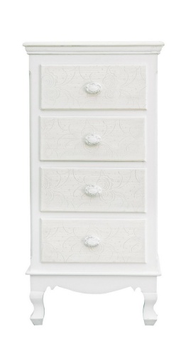 Comodă Clorine cu 4 sertare, cu motive florale încrustate, finisaj mat, 40x30x83 cm - Img 3