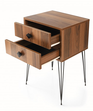 Comoda din pal melaminat cu 2 sertare Melinos maro 45 cm - Img 5