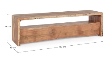 Comodă joasă Eneas, cu 3 uși, din lemn de acacia, finisaj vopsit, 160x45x46 cm - Img 2