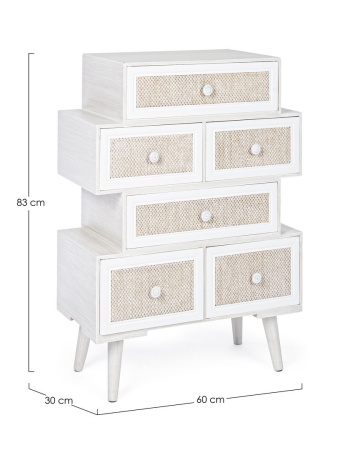 Comodă Montiel cu 6 sertare, din MDF și material textil, 60x30x83 cm - Img 2