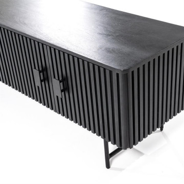 Comoda TV din lemn de mango Remi 250 cm neagra - Img 3