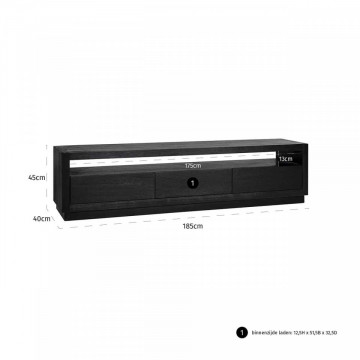 Comoda Tv din stejar Oakura 185 cm - Img 5