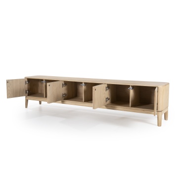 Comoda TV Harvey din lemn de stejar 220x40x50 cm - Img 4