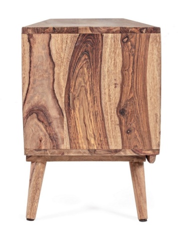 Comodă TV Kant, 2 uși, din lemn masiv de sheesham, finisaj natural, 145x35x49 cm - Img 5
