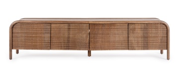Comodă TV Sanat, cu 4 uși, din lemn de mango, front încrustat manual, 200x40x50 cm - Img 2