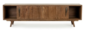 Comodă TV Sherman, 200 cm, cu uși glisante, din lemn de mango, stil vintage, 200x43x60 cm - Img 10