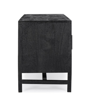 Comodă TV Weston, 130 cm, 2 uși și 2 sertare, din lemn de mango cu inserții din ratan, 130x40x55 cm - Img 5